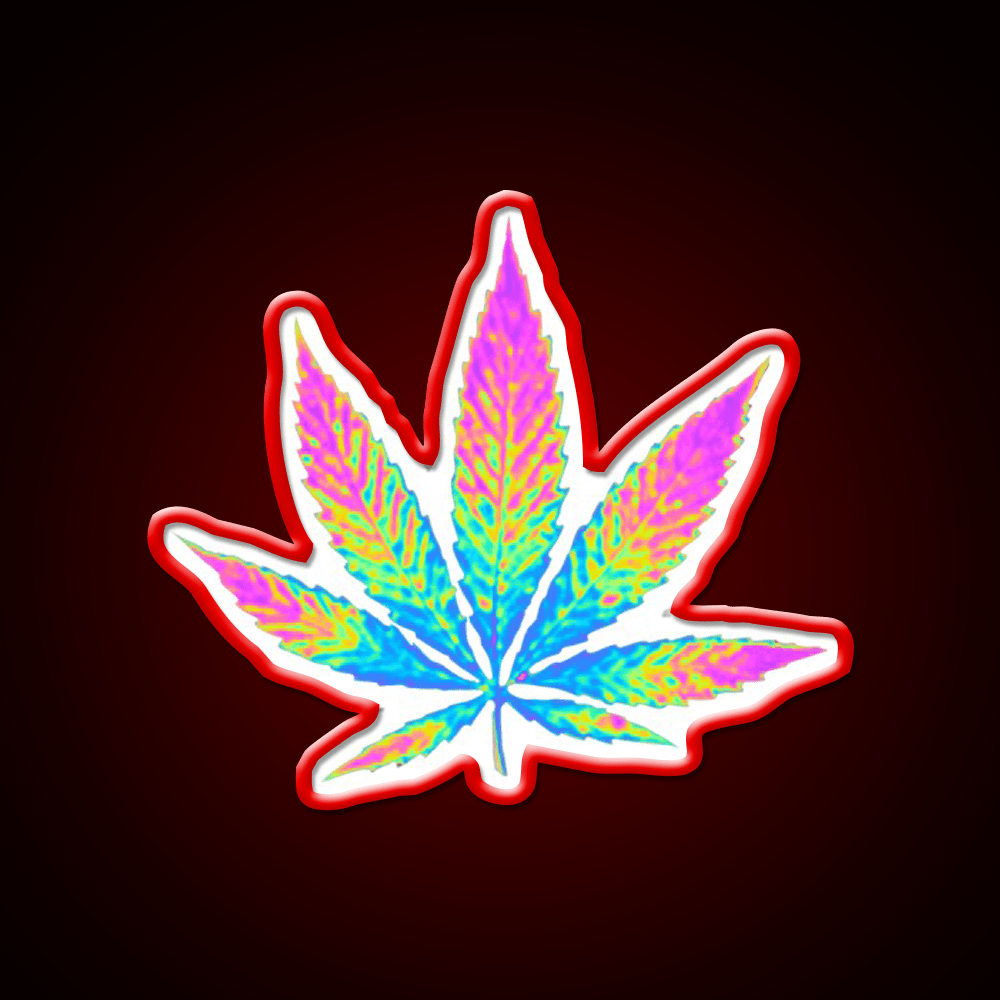 Pink Holographic Hemp Inspired Green Leaf Led Neon Sign Rgb Color - Shineneon