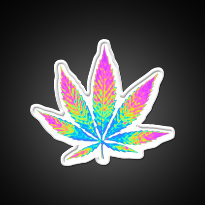 Pink Holographic Hemp Inspired Green Leaf Led Neon Sign Rgb Color - LED neon sign view 11