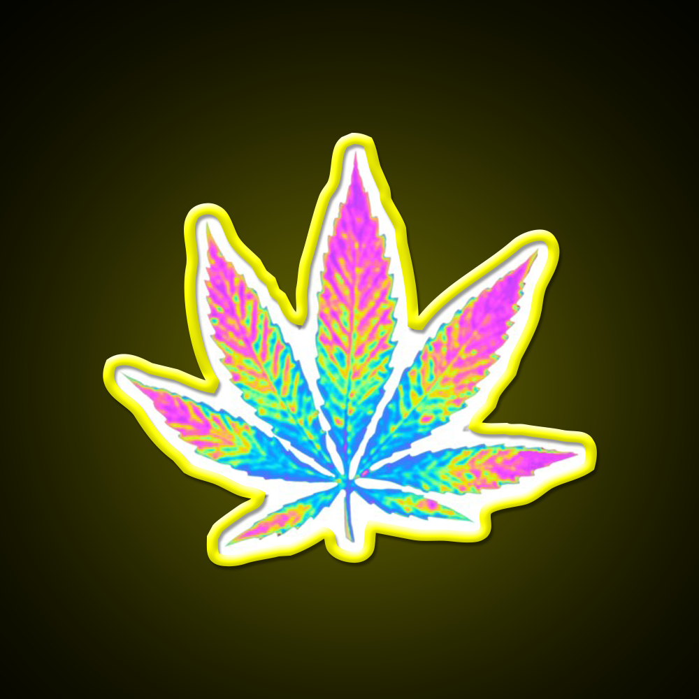 Pink Holographic Hemp Inspired Green Leaf Led Neon Sign Rgb Color - LED neon sign view 7