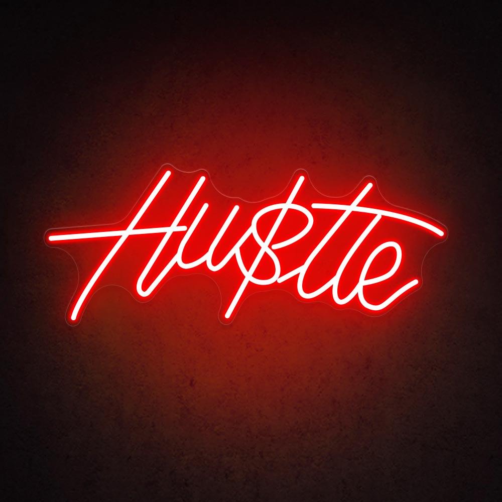 Pink Hustle Led Neon Sign With Rose Wall Decor | Shineneon