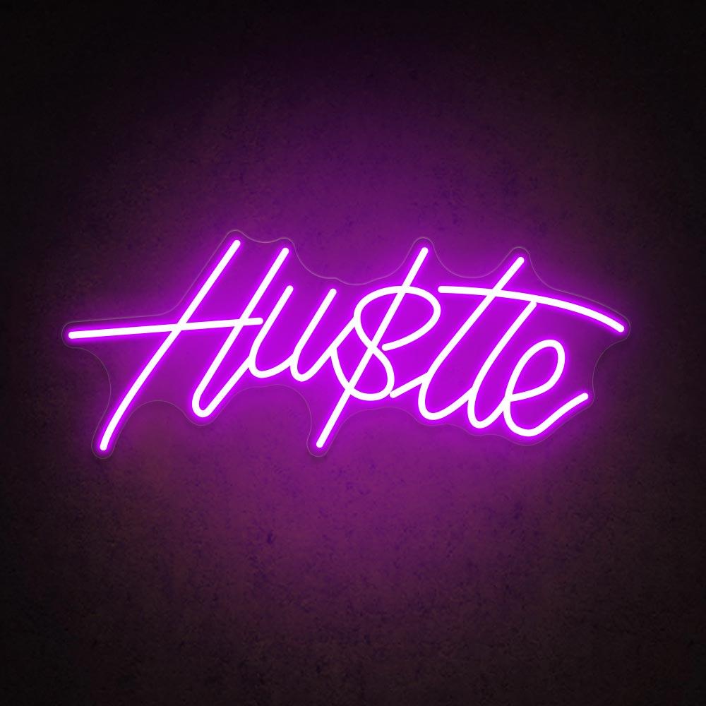 Pink Hustle Led Neon Sign With Rose Wall Decor | Shineneon