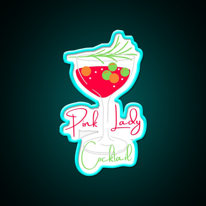Pink Lady Cocktail Bar Decor Led Neon Sign Rgb Color - Size and dimension reference
