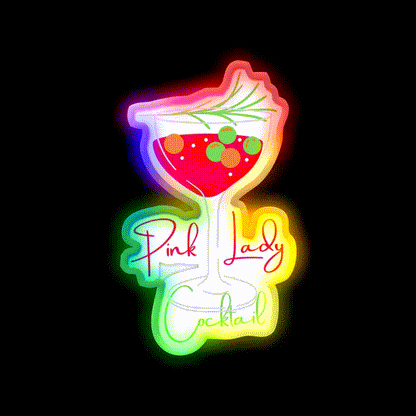 Pink Lady Cocktail Bar Decor Led Neon Sign Rgb Color - LED neon sign close-up detail
