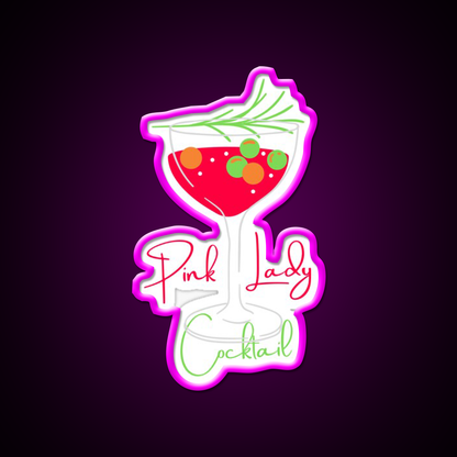 Pink Lady Cocktail Bar Decor Led Neon Sign Rgb Color - Neon sign mounted on wall in room