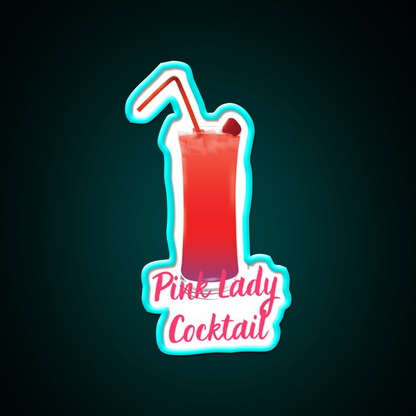 Pink Lady Cocktail Summer Cocktail Bar Decor Led Neon Sign Rgb Color - Size and dimension reference
