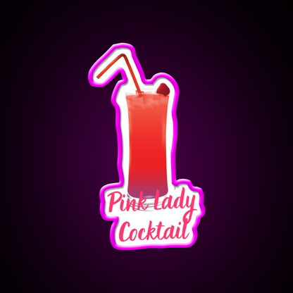 Pink Lady Cocktail Summer Cocktail Bar Decor Led Neon Sign Rgb Color - Neon sign mounted on wall in room