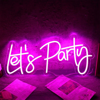 Pink Lets Party Neon Sign For Party And Social Spaces | Shineneon