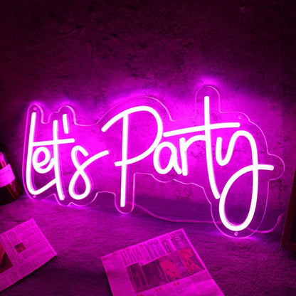 Pink Lets Party Neon Sign For Party And Social Spaces | Shineneon