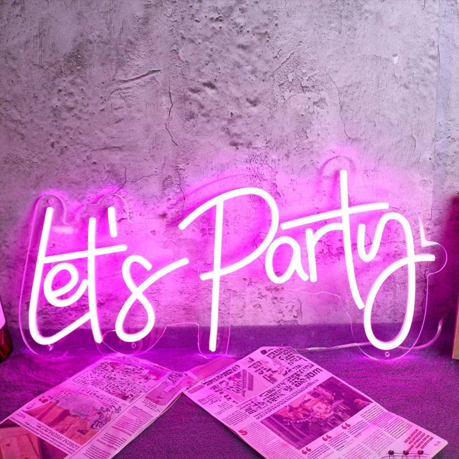 Pink Lets Party Neon Sign For Party And Social Spaces | Shineneon