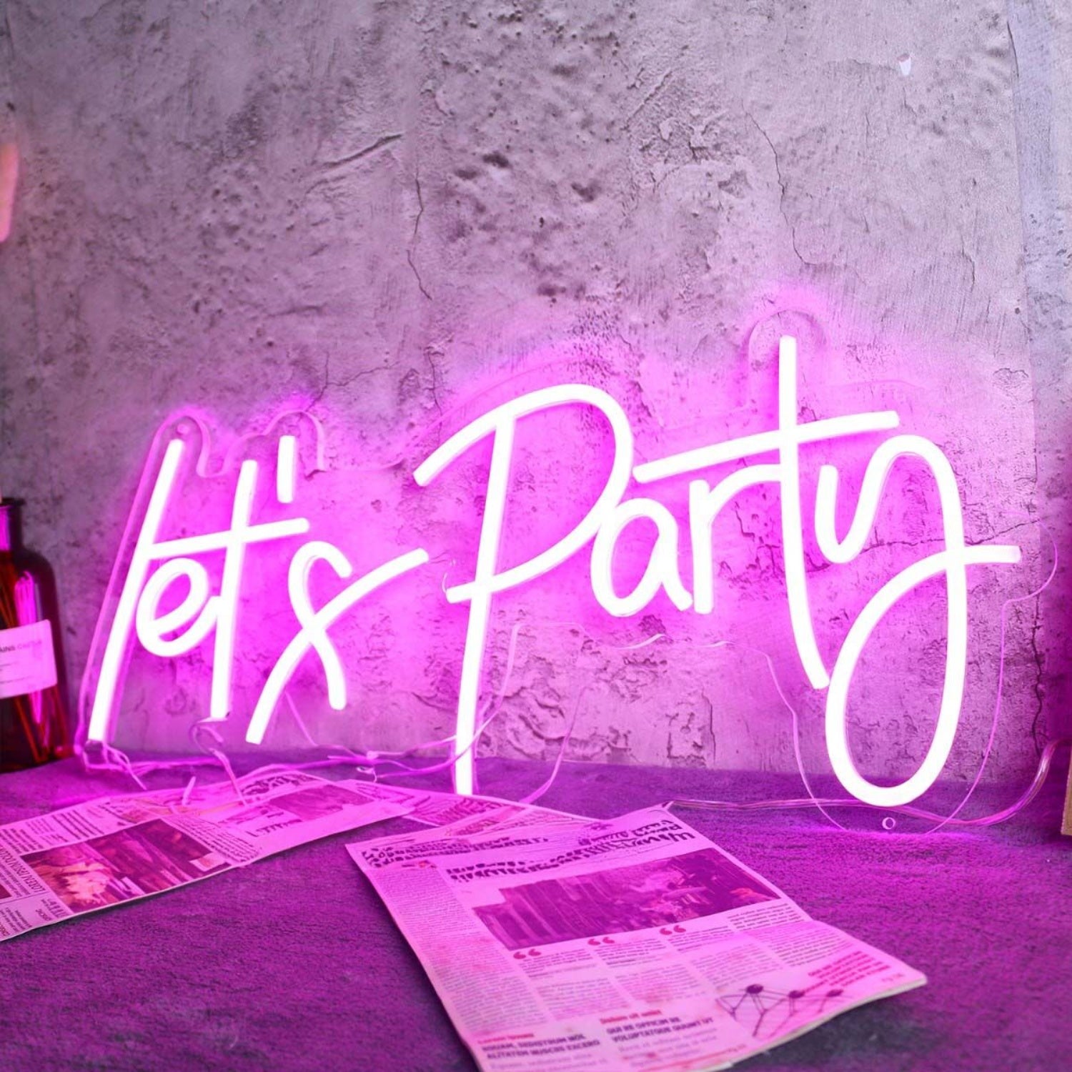 Pink Lets Party Neon Sign For Party And Social Spaces | Shineneon
