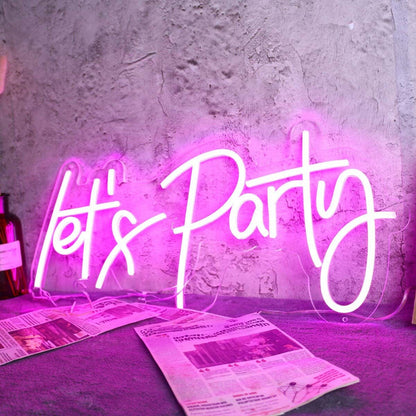 Pink Lets Party Neon Sign For Party And Social Spaces | Shineneon