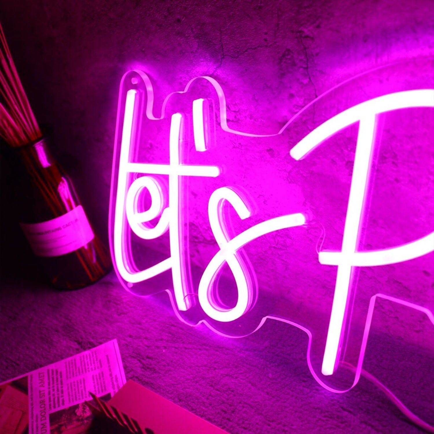Pink Lets Party Neon Sign For Party And Social Spaces | Shineneon