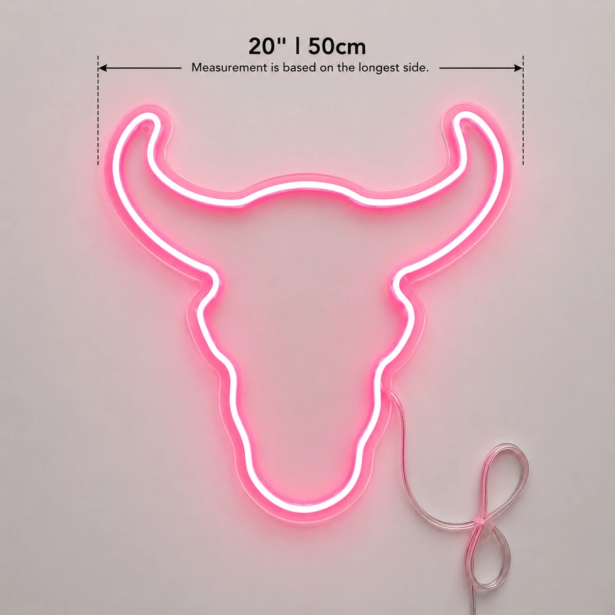 Pink Longhorn Head Neon Sign LED Neon Sign size image