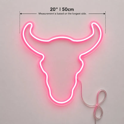 Pink Longhorn Head Neon Sign LED Neon Sign size image