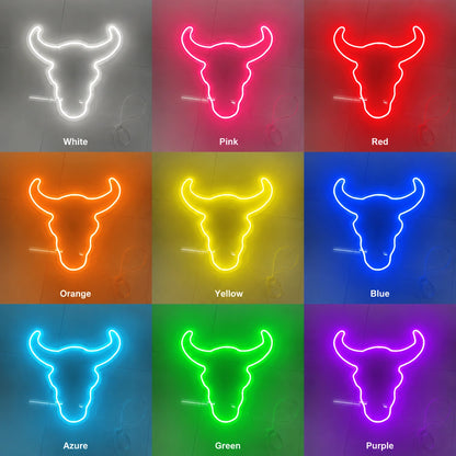 Pink Longhorn Head Neon Sign LED Neon Sign color grid