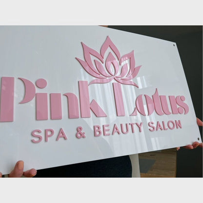 Pink Lotus Spa Salon Acrylic Business Logo Sign - Shineneon