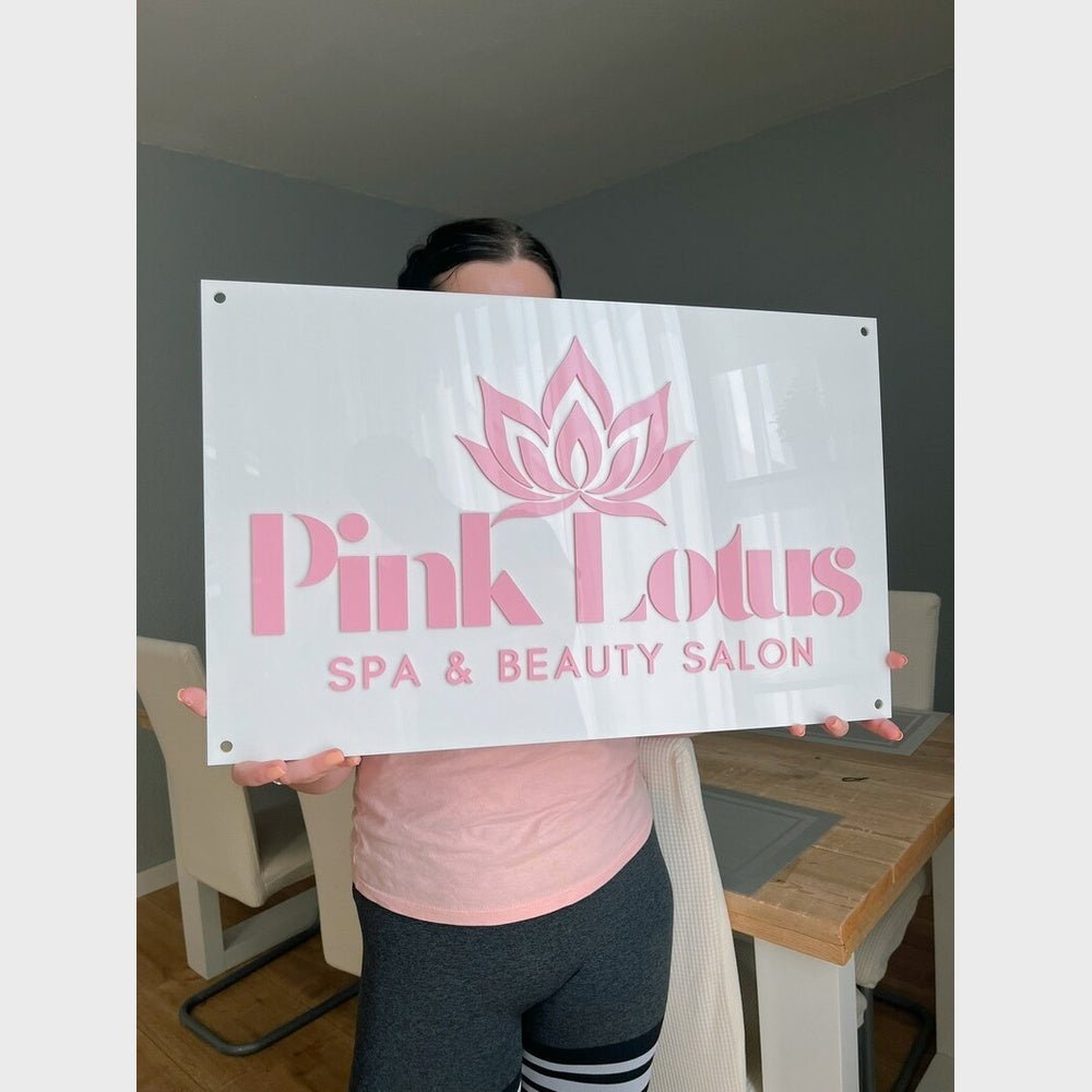 Pink Lotus Spa Salon Acrylic Business Logo Sign - Shineneon