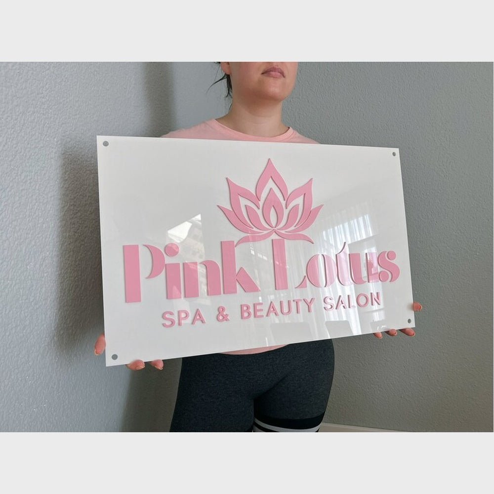 Pink Lotus Spa Salon Acrylic Business Logo Sign - Shineneon