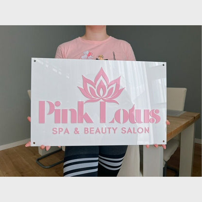 Pink Lotus Spa Salon Acrylic Business Logo Sign - Shineneon