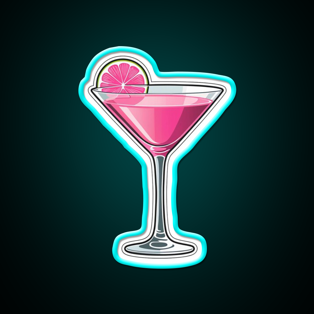 Pink Martini Glass Cocktail Bar Decor Led Neon Sign Rgb Color - Size and dimension reference