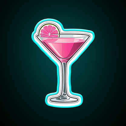 Pink Martini Glass Cocktail Bar Decor Led Neon Sign Rgb Color - Size and dimension reference
