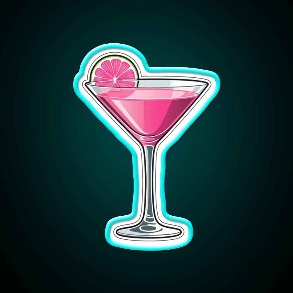 Pink Martini Glass Cocktail Bar Decor Led Neon Sign Rgb Color - Shineneon