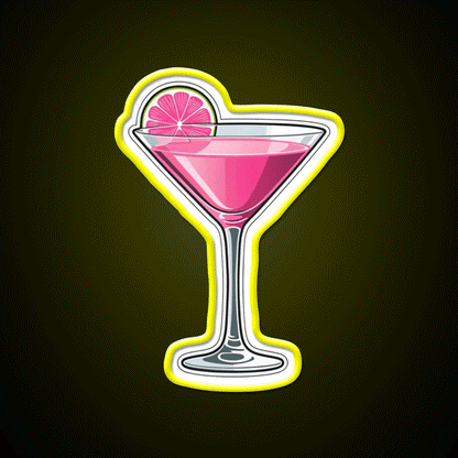Pink Martini Glass Cocktail Bar Decor Led Neon Sign Rgb Color - Custom LED neon sign front view