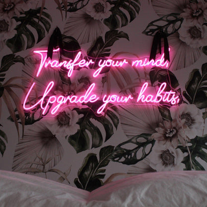 Pink Mind Transfer Habits Upgrade Led Neon Sign For Gym Studio Decor | Shineneon