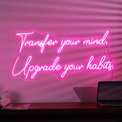Pink Mind Transfer Habits Upgrade Led Neon Sign For Gym Studio Decor | Shineneon