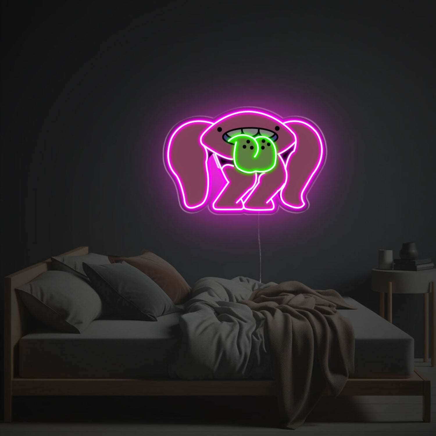 Pink Monster With Green Tongue Led Neon Acrylic Artwork | Shineneon