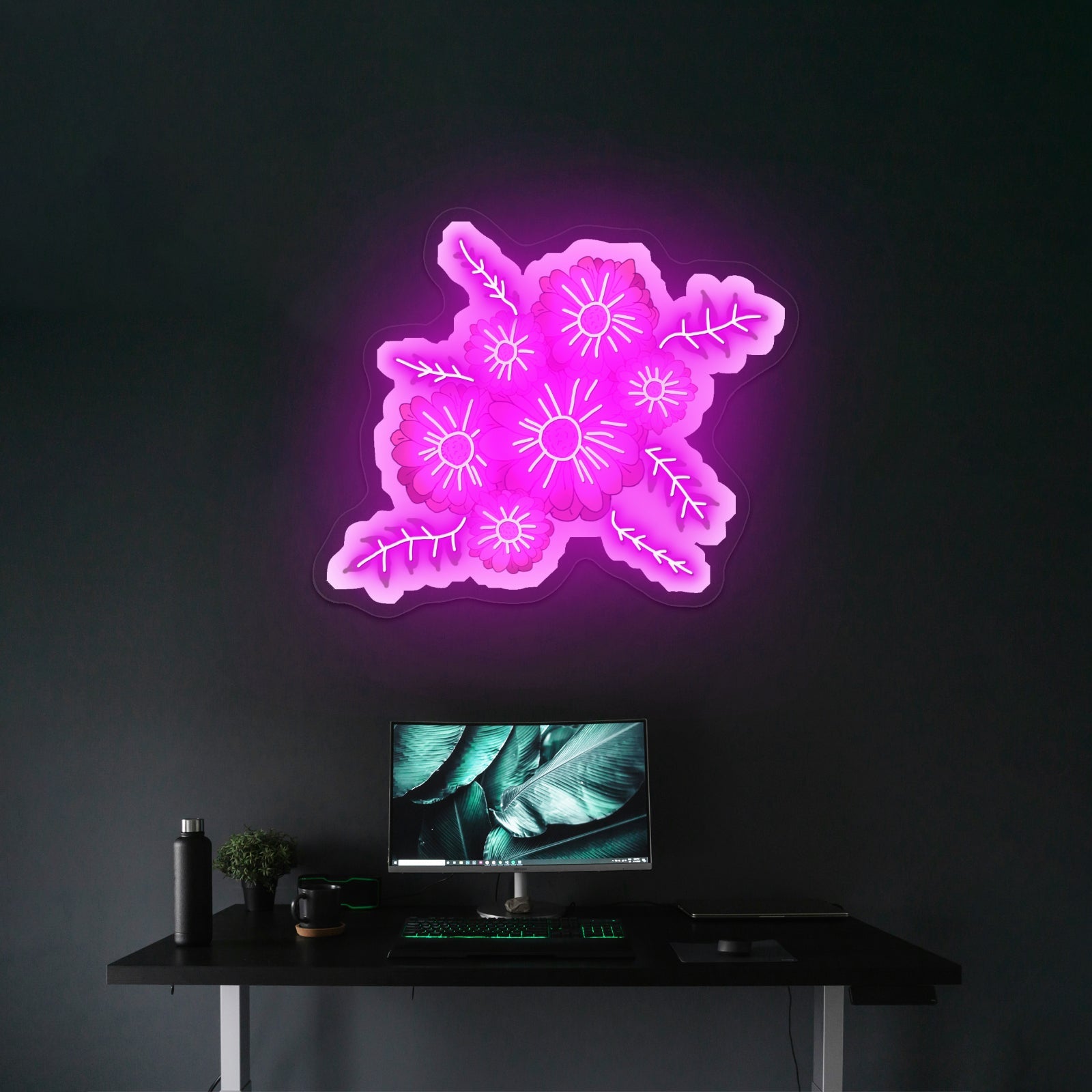 Pink Multicolor Floral Artwork Anime Neon Sign - Shineneon