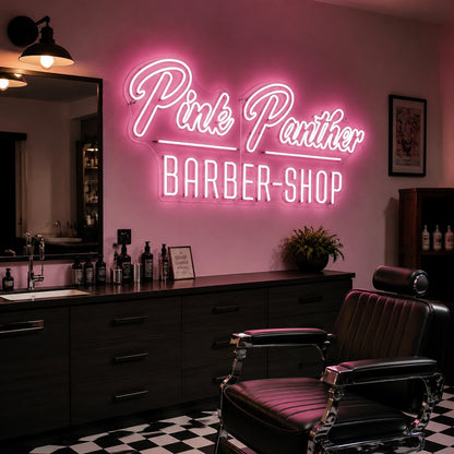 Pink Panther Barber Shop LED Neon Sign - 03 Real Lifestyle Scene