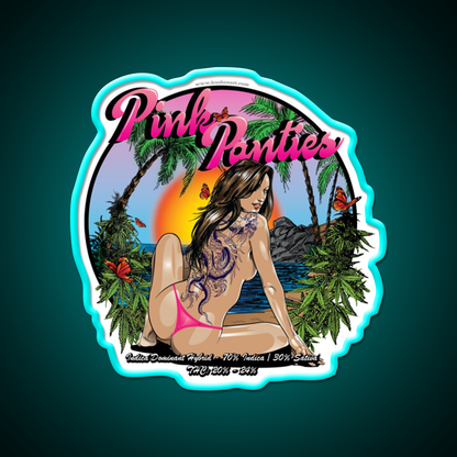 Pink Panties Strain Art Hemp Inspired Green Leaf Led Neon Sign Rgb Color - Size and dimension reference