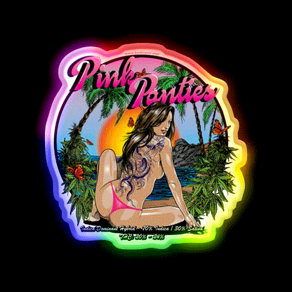 Pink Panties Strain Art Hemp Inspired Green Leaf Led Neon Sign Rgb Color - LED neon sign close-up detail