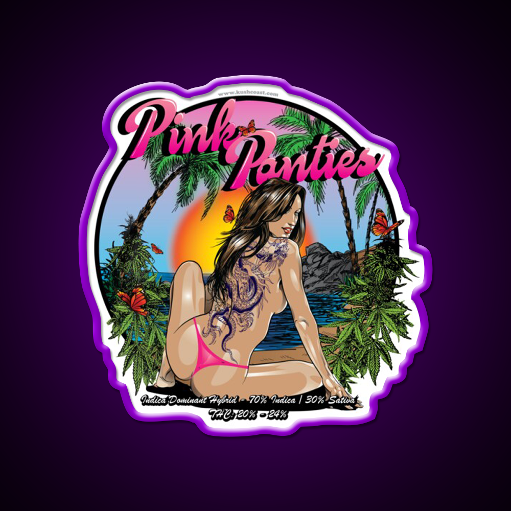Pink Panties Strain Art Hemp Inspired Green Leaf Led Neon Sign Rgb Color - LED neon sign view 9