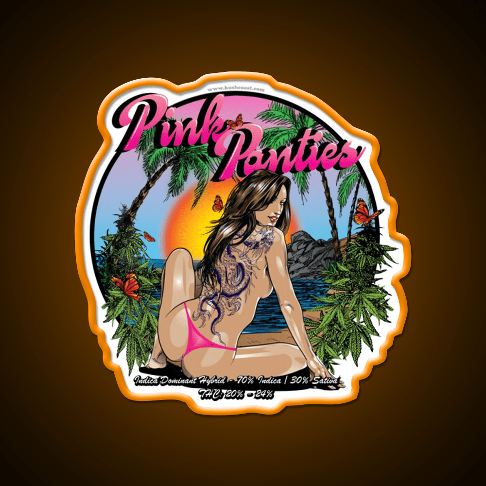 Pink Panties Strain Art Hemp Inspired Green Leaf Led Neon Sign Rgb Color - Shineneon