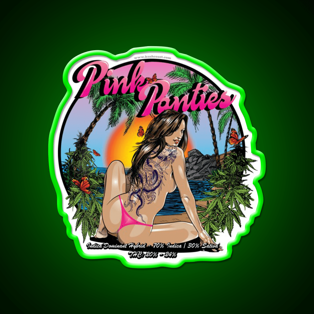 Pink Panties Strain Art Hemp Inspired Green Leaf Led Neon Sign Rgb Color - Shineneon