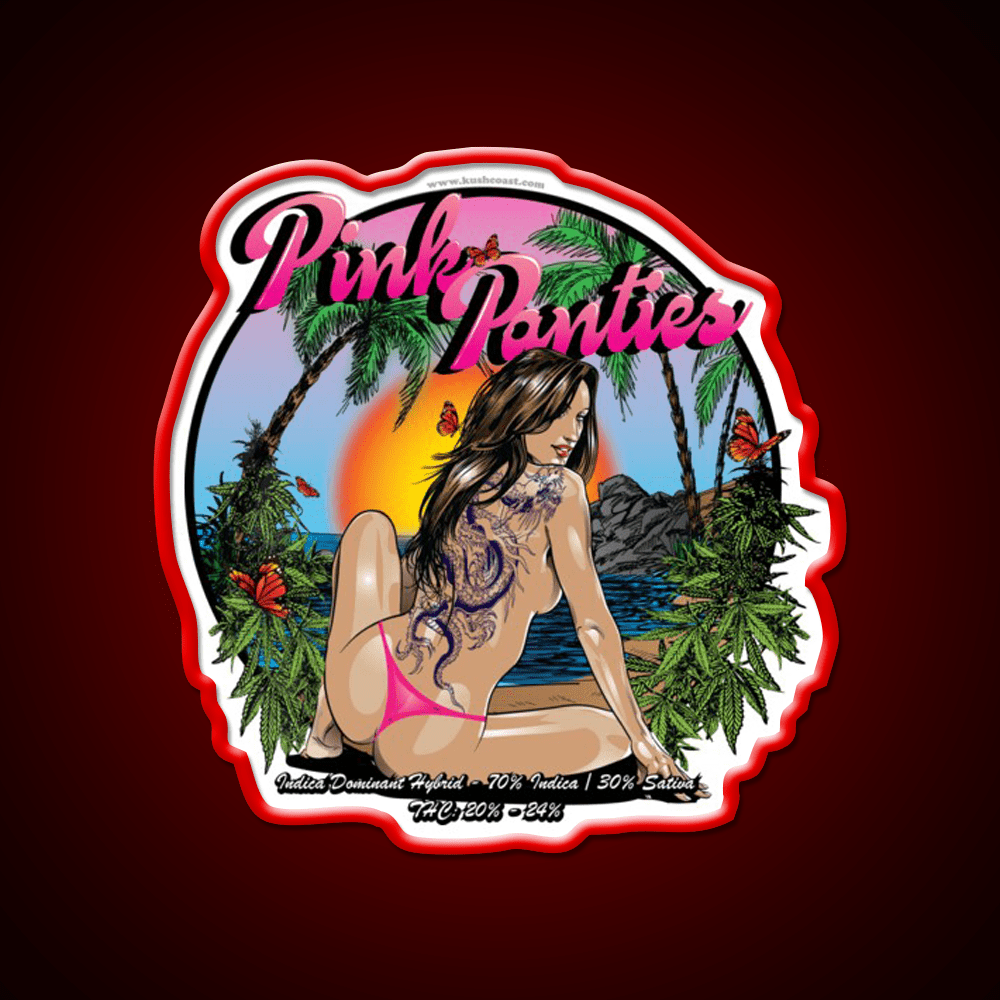 Pink Panties Strain Art Hemp Inspired Green Leaf Led Neon Sign Rgb Color - Shineneon