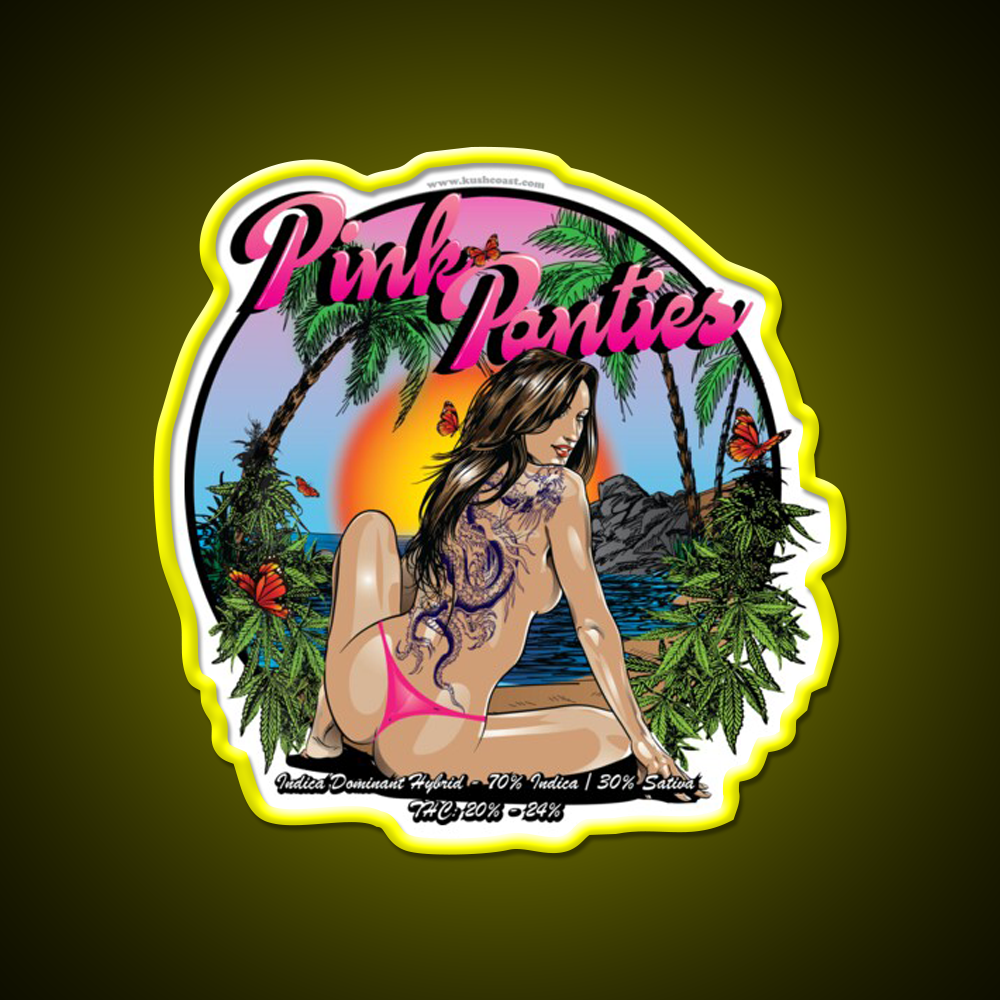 Pink Panties Strain Art Hemp Inspired Green Leaf Led Neon Sign Rgb Color - LED neon sign view 7