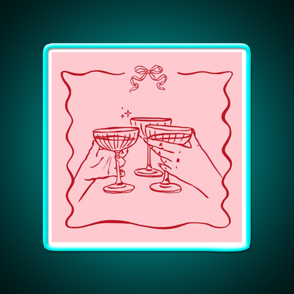 Pink Party Bow Aesthetic Dinner Party Cocktail Bar Decor Led Neon Sign Rgb Color - Size and dimension reference