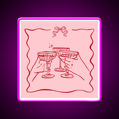 Pink Party Bow Aesthetic Dinner Party Cocktail Bar Decor Led Neon Sign Rgb Color - Neon sign mounted on wall in room