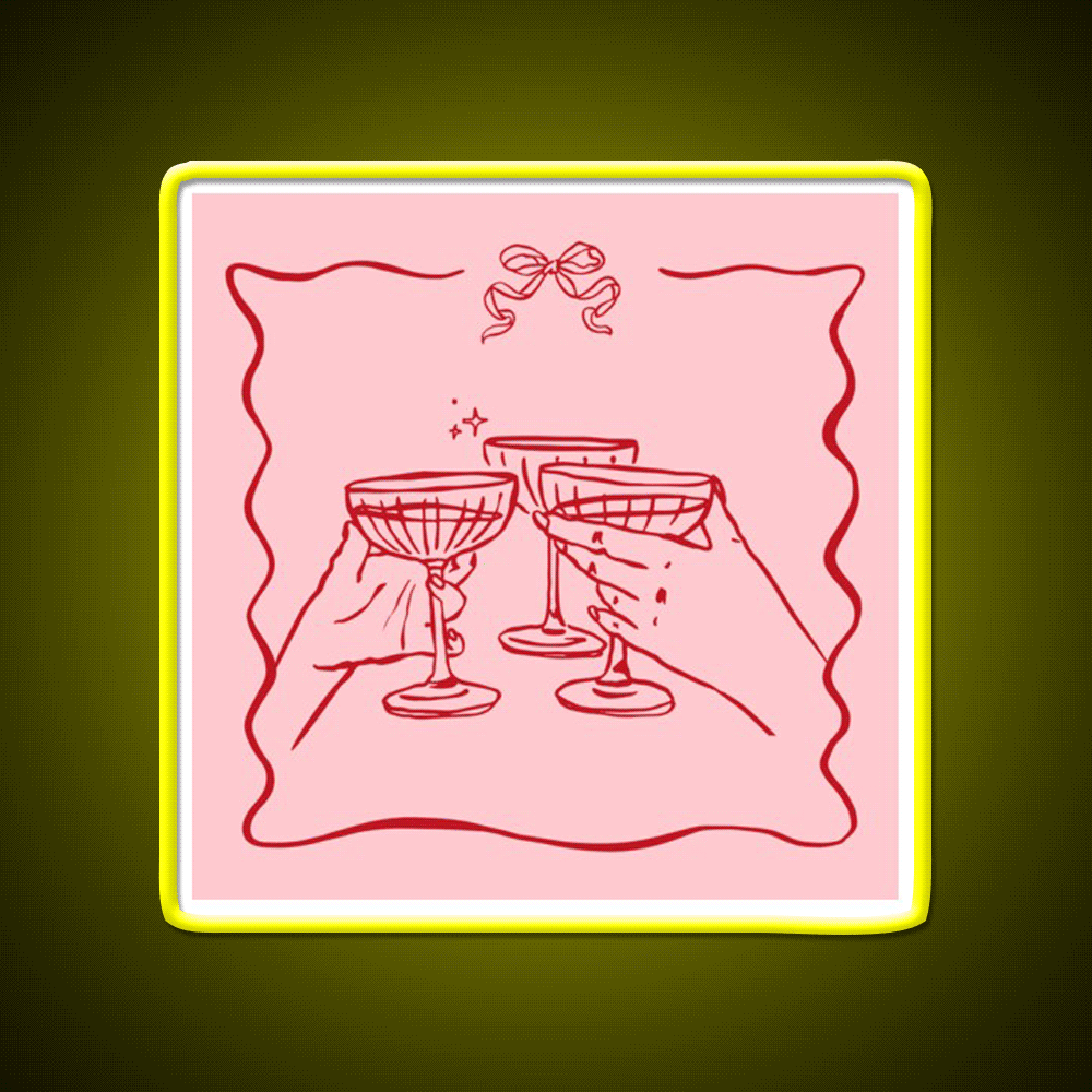 Pink Party Bow Aesthetic Dinner Party Cocktail Bar Decor Led Neon Sign Rgb Color - Custom LED neon sign front view