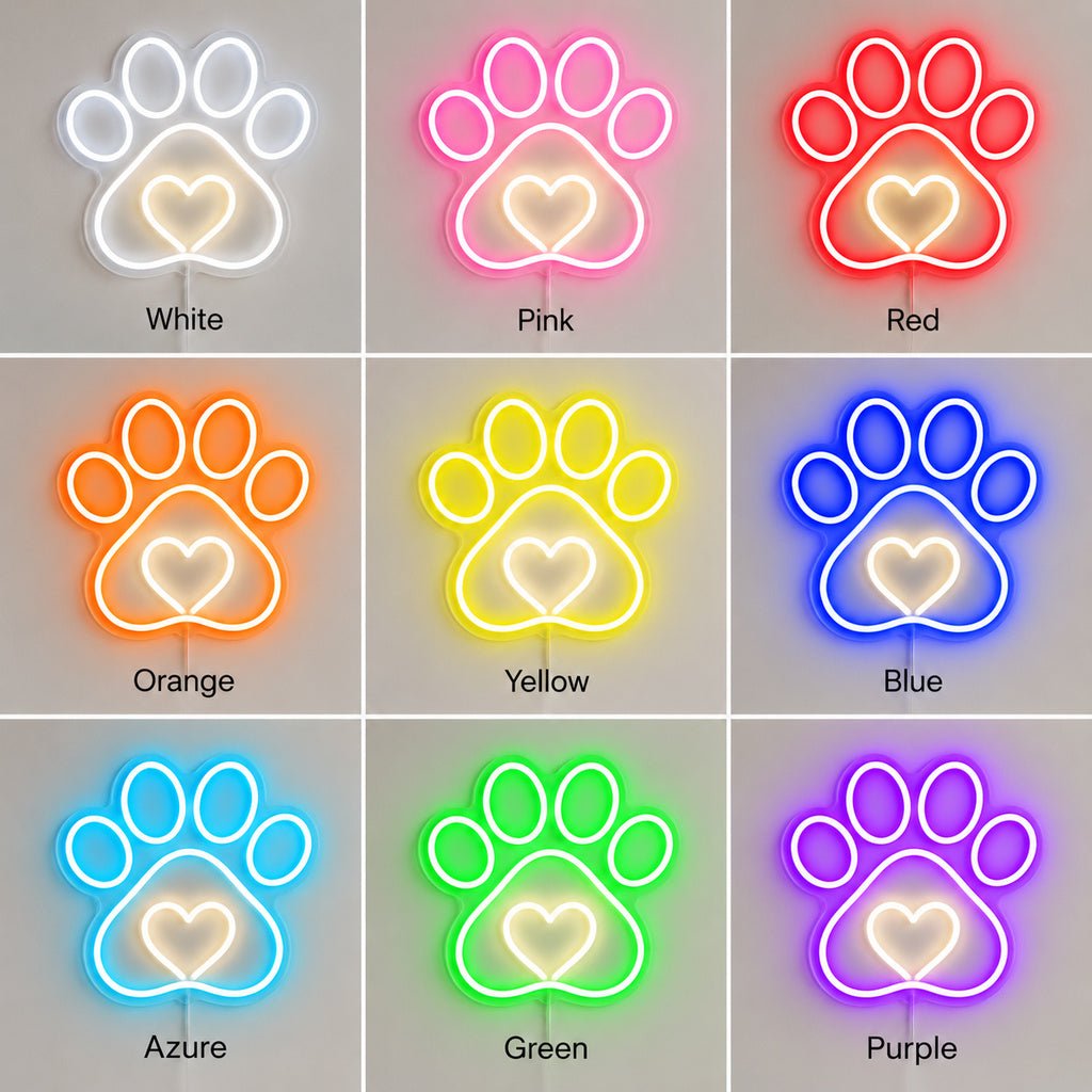 Pink Paw Print Heart LED Neon Sign - Shineneon