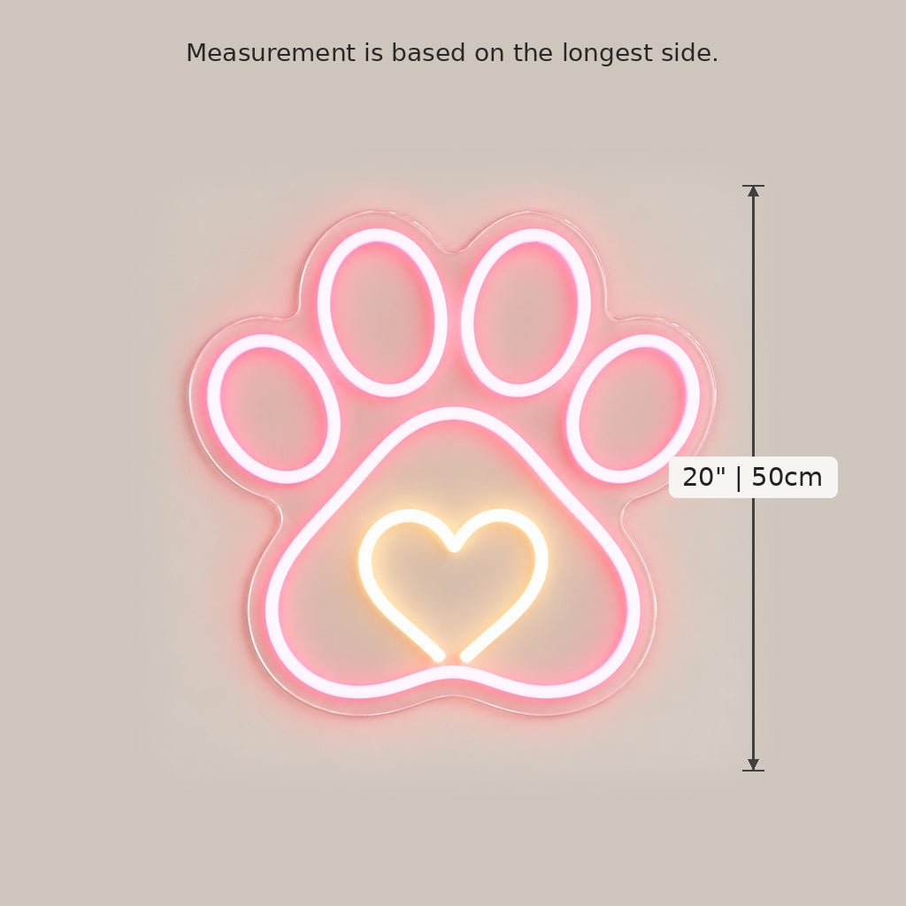 Pink Paw Print Heart LED Neon Sign - Shineneon