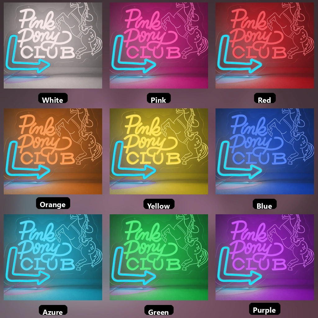 Pink Pony Club LED Neon Sign - 05 Color Grid