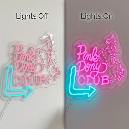 Pink Pony Club LED Neon Sign - 06 Day Night Comparison