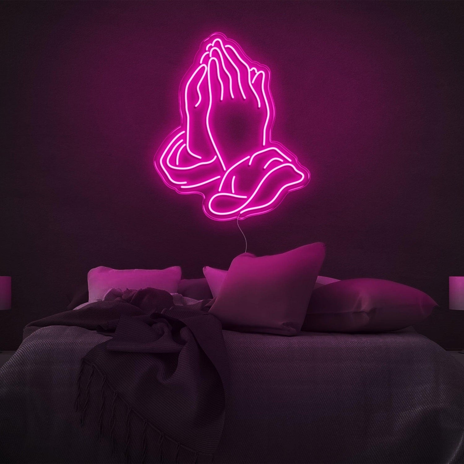 Pink Praying Hands Led Neon Sign For Modern Bedroom Decor | Shineneon