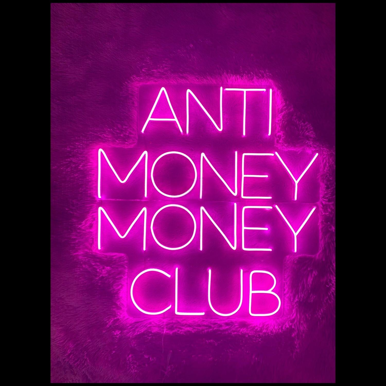Pink-Purple Anti Money Money Club Led Neon Sign For Modern Bars And Nightclubs | Shineneon