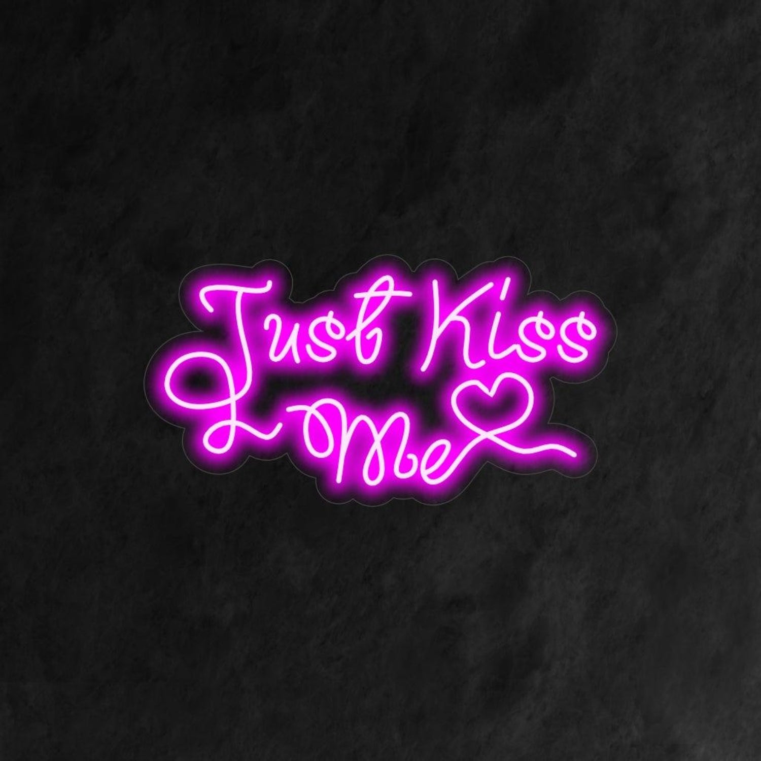 Pink-Purple Heart Just Kiss Love Led Neon Sign For Romantic Weddings Cafe Decor | Shineneon