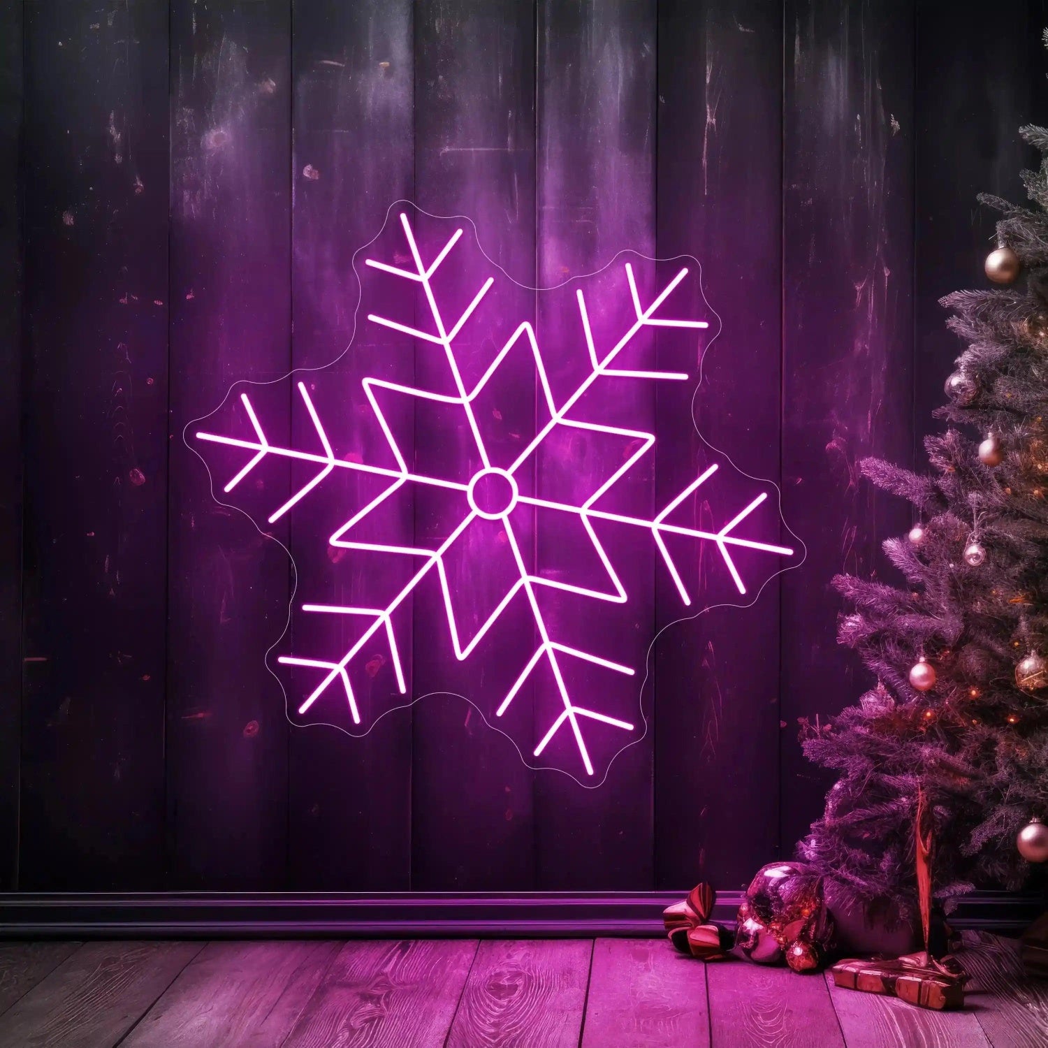 Pink-Purple Snowflake Led Neon Sign For Merry Christmas Decor | Shineneon
